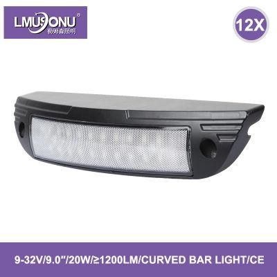 Lmusonu 9 Inch 20W Car Mini LED Bar Light Curved White Blue 1200lm