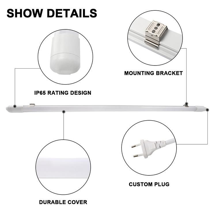 IP65 Waterproof LED Light Tri-Proof Fixture Linear With Motion Sensor