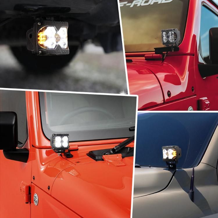 40W Side Shooter Strobe White&Amber Car Lamp for ATV SUV Truck off Road Luz LED Flashing 12V 3 Sides Driving Work Light