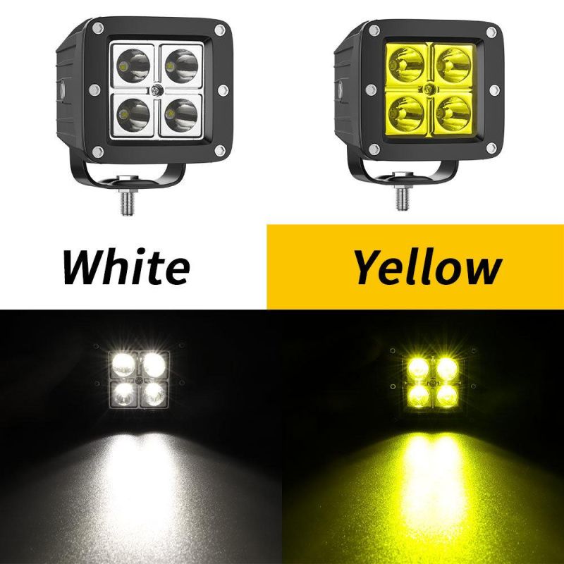 Dxz DC9-30V Super Bright CREE Square 4LED Spotlight Car Auto LED Working Light White/Yellow Vehicle Fog Light Driving Lights