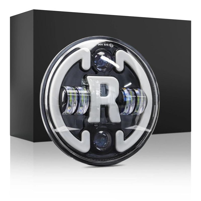 Dxz Waterproof Car Driving Front Light 60W Hi/Lo Offroad Auto Round LED Headlight for Jeep Wranlger with R Shape