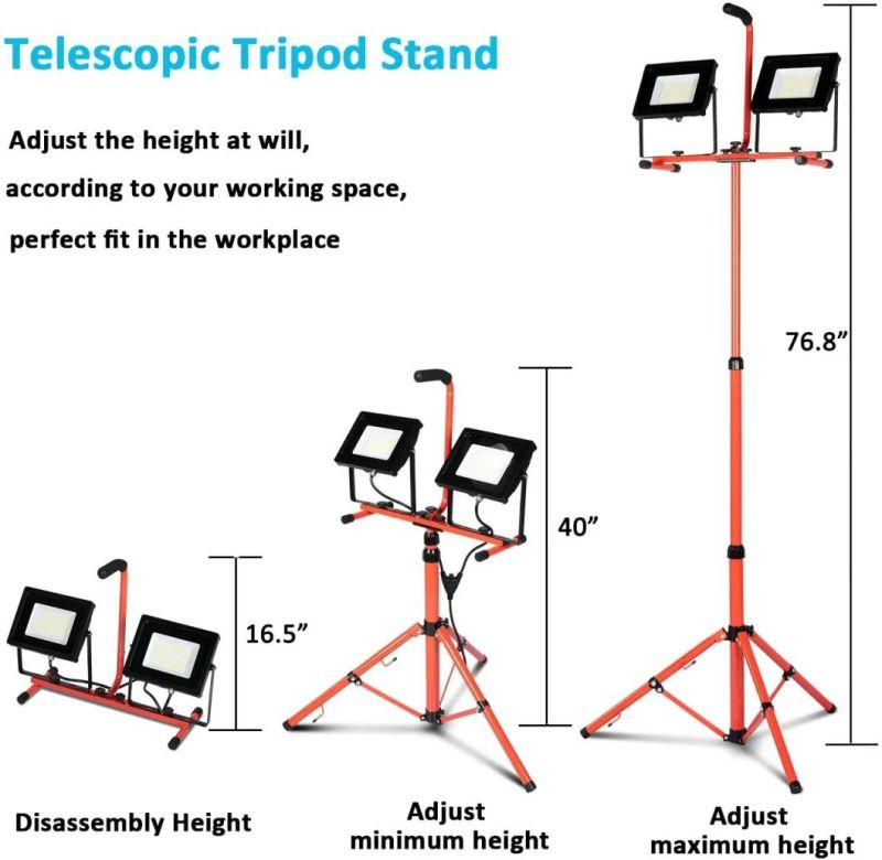 IP65 Water Proof Outdoor 2 Heads 40W 3200lm Foldable LED Emergency Work Flood Light Lamp with Telescopic Tripod and Hand Holder
