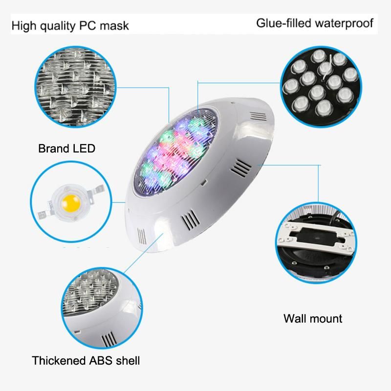 RGB 9W LED Swimming Pool Light Surface Mounted Underwater Light with Remote Controller