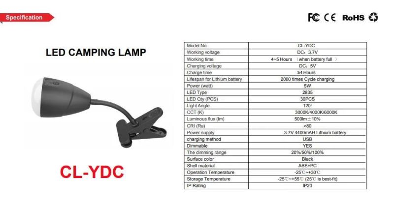 4000K Button Switch LED Portable Lamp Outside Camping