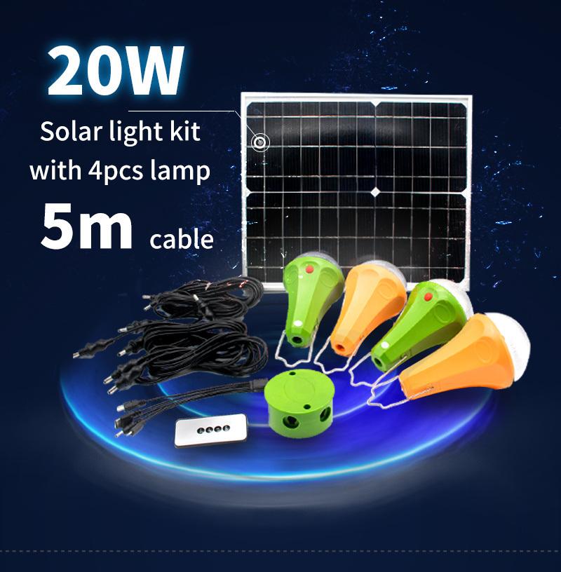 Portable Home Solar Power System Lights Emergency Lighting 25W Solar Panel