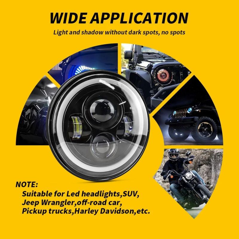 Dxz Thin Section All Round DOT SAE Approved Round 7inch Sealed Beam LED Headlamp Jeep Wrangler LED Headlight for Jeep Harley