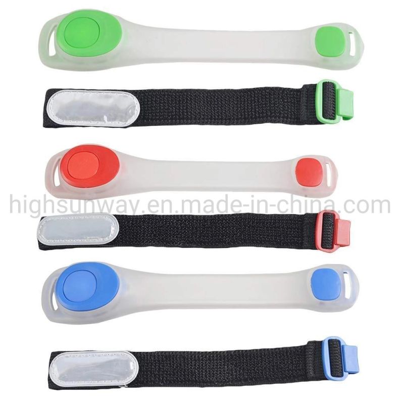 Length Adjustable Glow LED Wrist Strap Running Safety Flashlight Outdoor Sports Silicone Bracelet Armlet Armband