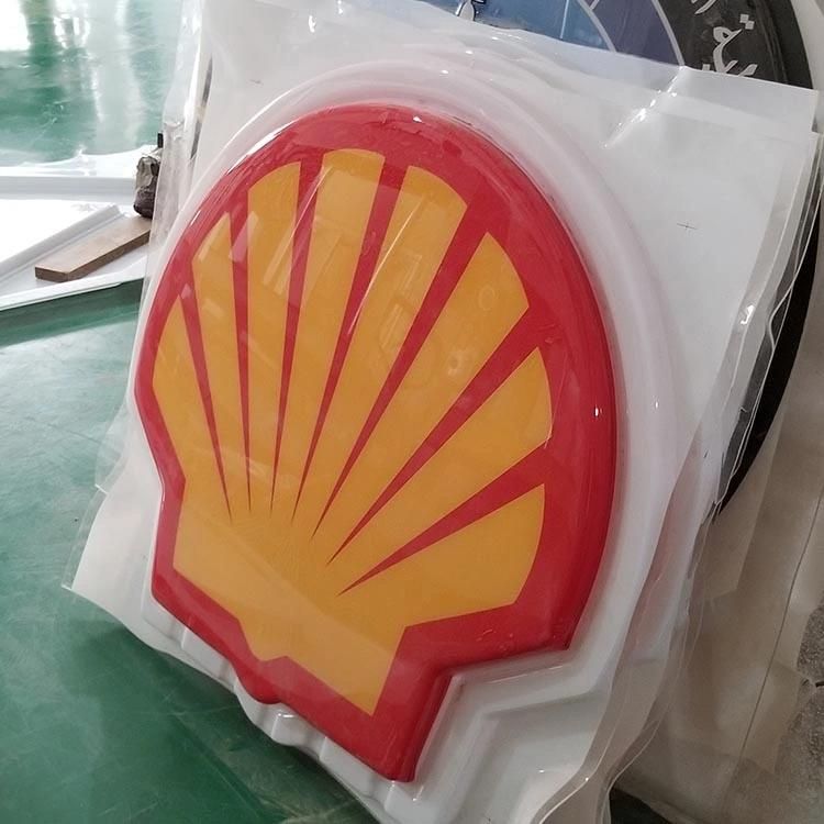 Wall Mount Shell Petrol Store Sign Board Lubricating Oil Shop Back Lit Flat Acrylic Face LED Lightbox