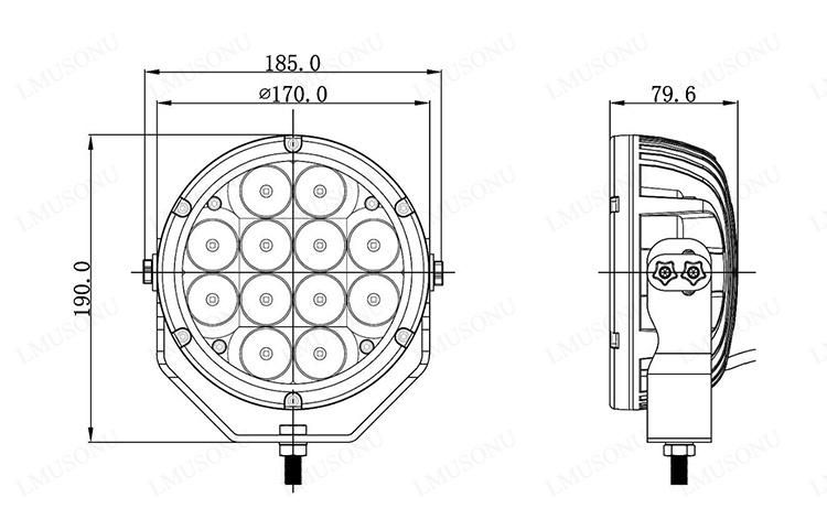 Auto Parts Offroad Auto LED Work Light 90W 7 Inch Driving Light Spot/Flood 12V for SUV Offroad