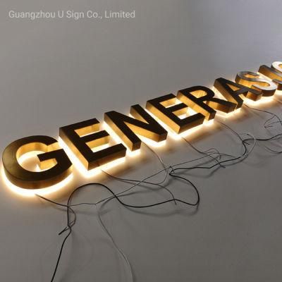 3D Fabricated Polished Golden Letter Sign Shop Signs