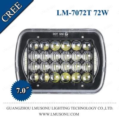 7.0 Inch Epistar Offroad H4 LED Motorcycle Light Transport Vehicle Lights 72W