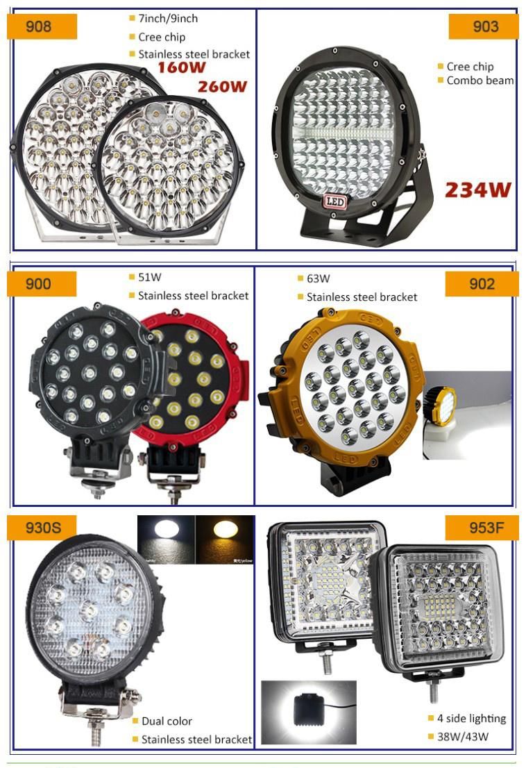 Super Bright LED Driving Lights 12V 24V 285W 9inch Round LED Work Light