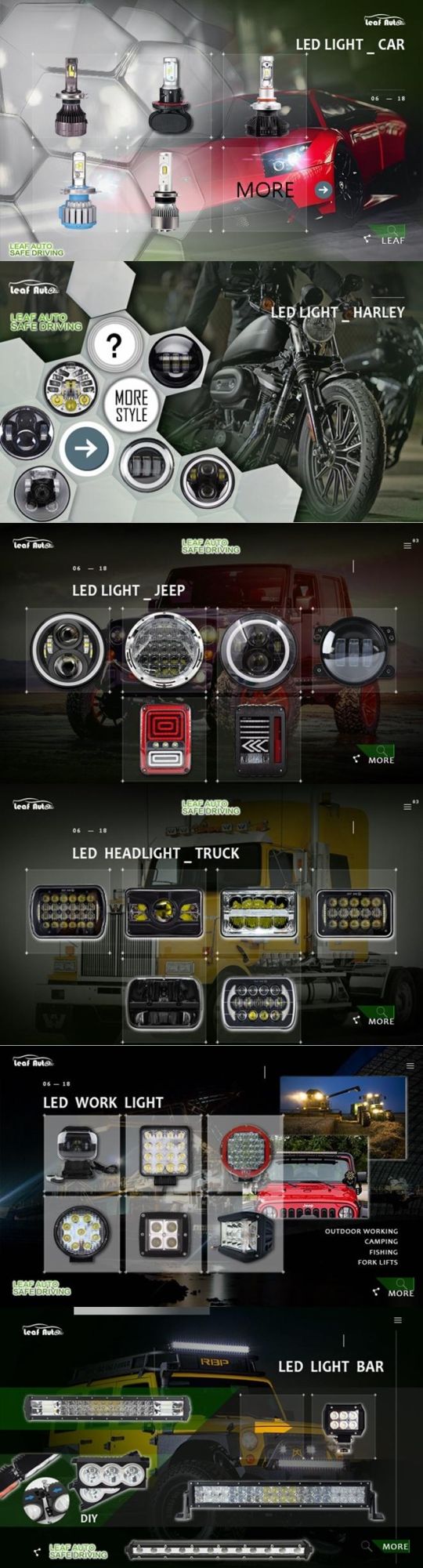 Jeep Cherokee Headlight Assembly, Wrangler, Isuzu Pickup 7-Inch LED Square Light LED Work Light 65W 5X7 Inch