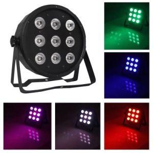 DMX512 Indoor LED Slim Flat PAR Can PAR 64 Light 9PCS 10W RGBW LED PAR Light