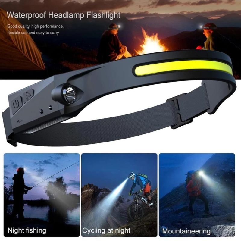 LED Rechargeable Waterproof Light Weight Motion Sensor Full Visual Headlamp for Cycling, Running, Camping, Hiking, Reading, Fishing