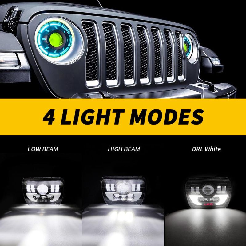 Dxz Lightech 45W High Low Beam LED 4X6 5inch LED Work Headlight for Jeep Truck H4 H3 Lamp