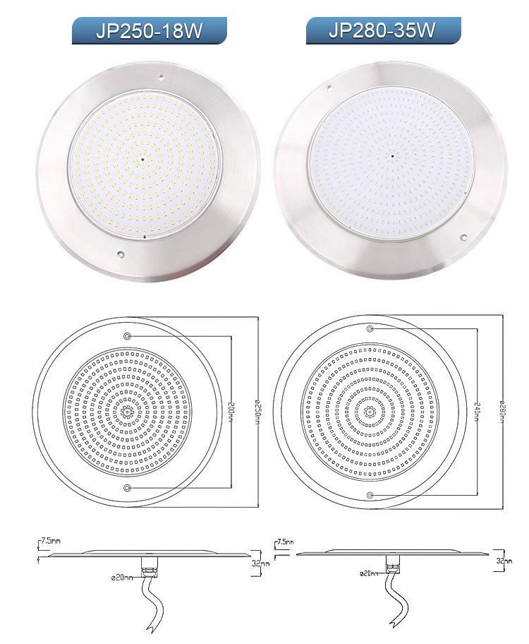 IP68 Surface Mounted PAR56 Ultra Slim Outdoor Swimming Pool LED Light