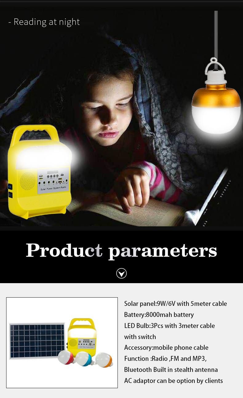 Solar Emergency LED Lighting Solar Power System of Lighting Radio FM Bluetooth Solar Light Solar Radio