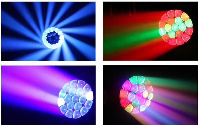 LED Moving Head Light DJ Lighting Uplighter Disco 19PCS*15W LED Bee Eye Zoom Stage Lights