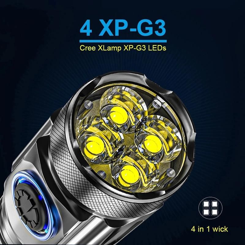 Pocket Clip Tactical LED Flashlights Torch Lights Xpg3 USB Rechargeable 18650 Battery