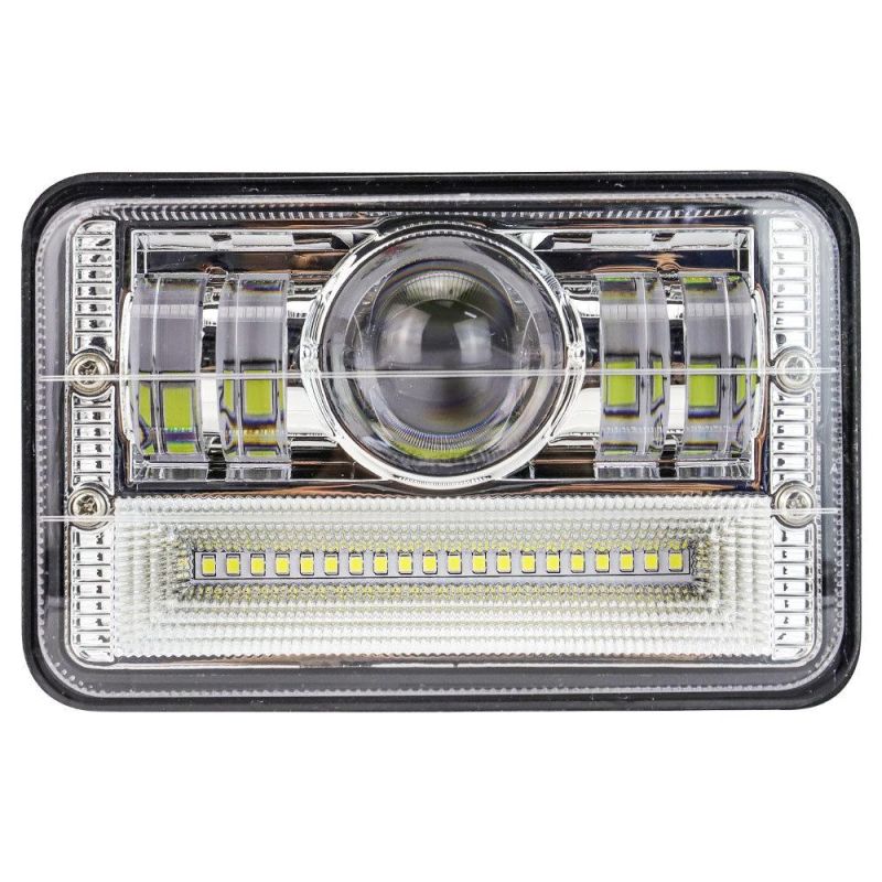 Dxz Truck Accessories 5inch LED Headlight Red+Blue Flashing Sliver Cover with DRL for Jeep Wrangler High/Low Beam LED Headlight for Trucks Motorcycle