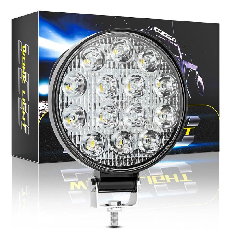 Dxz 4 Inch Round 32mm 14LED 42W Motorcycle Auto Working Driving Lights LED Work Light 12V Headlight 27W for Car ATV SUV UTV Trucks Offroad