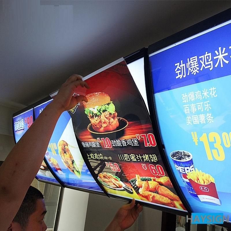Indoor Fast Food Restaurant Glowing LED Menu Board Light Box