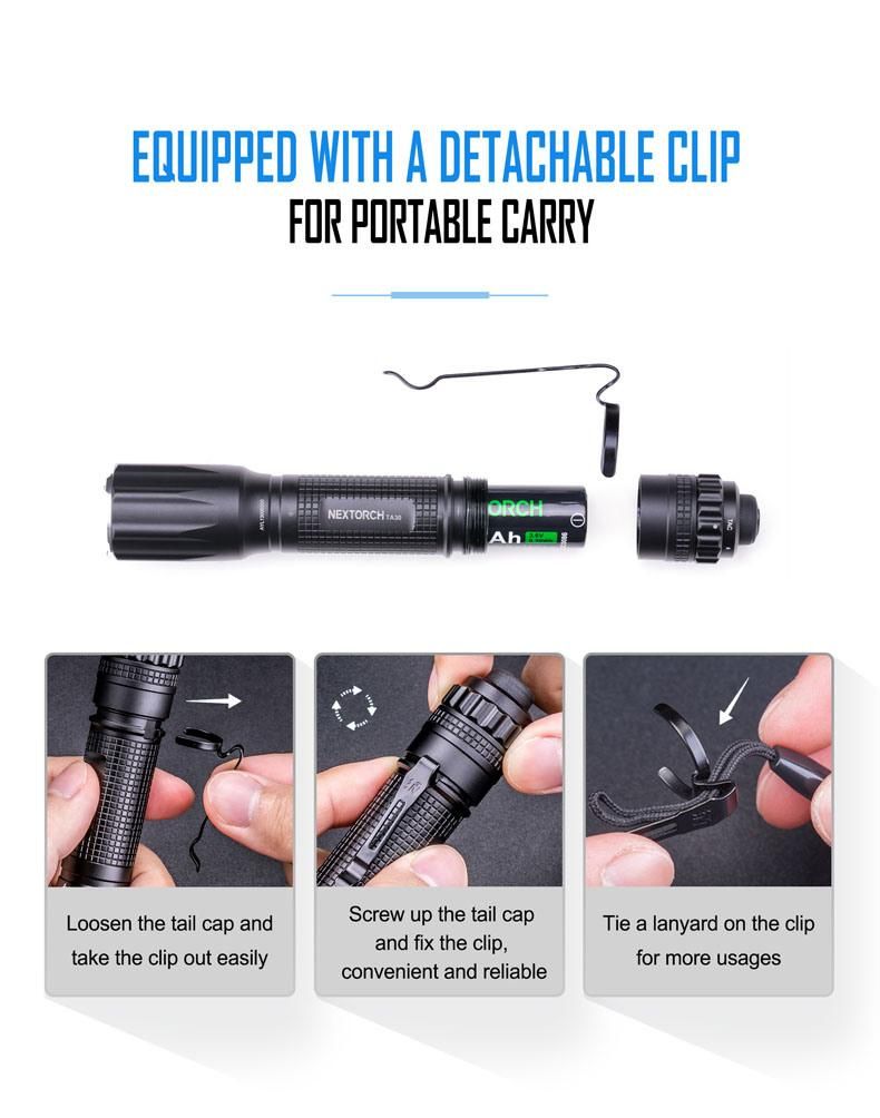 Ta30 Tactical Flashlight Nextorch LED Flashlight for Police Rechargeable Strobe Self Defense Tactical Torch