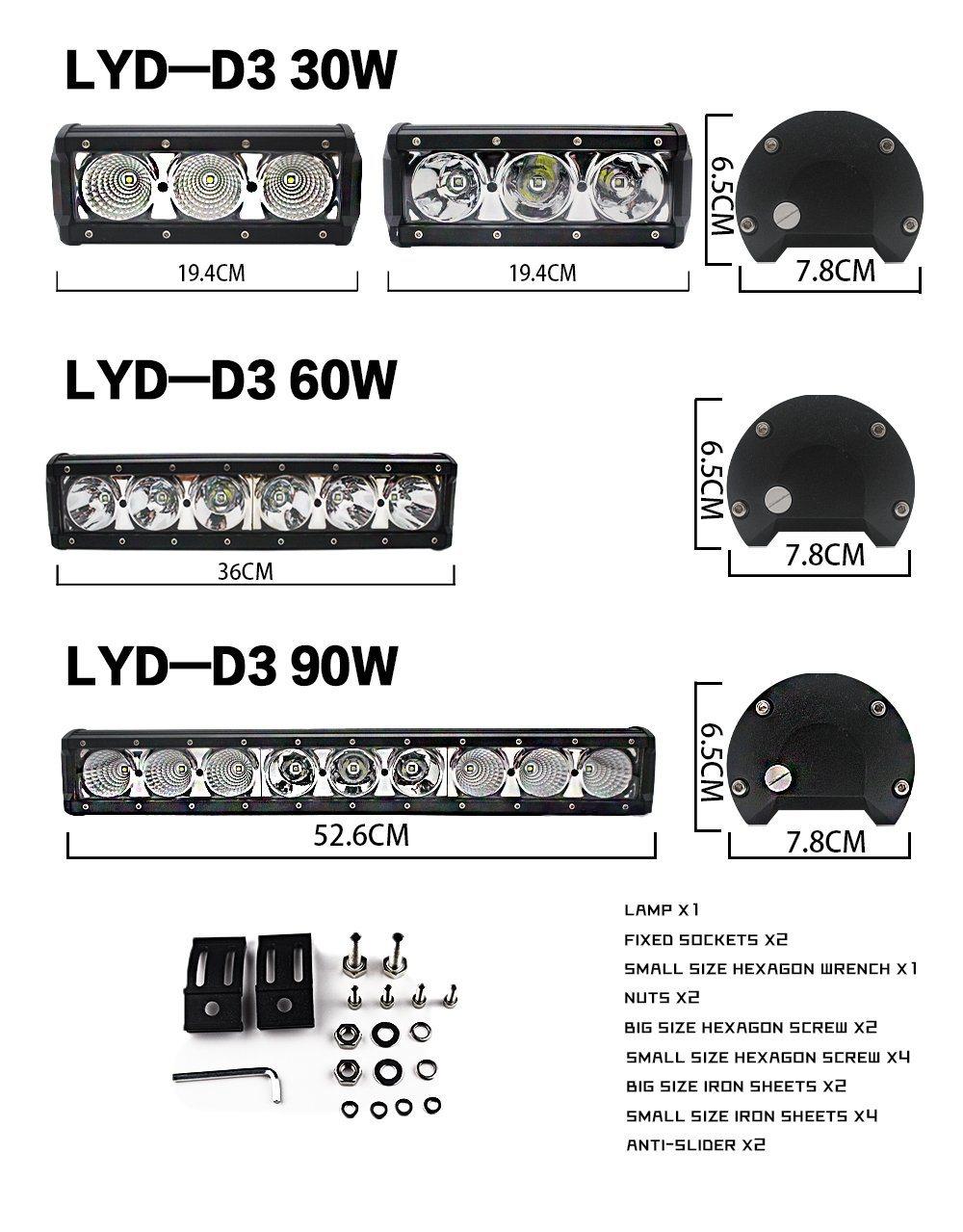 Offroad LED Work Light Bar 30W 60W 90W 120W 150W 180W 210W 240W High Power LED Light