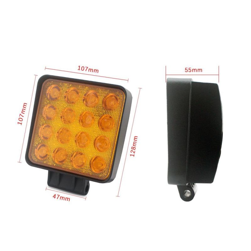 48W 16 Epistar LED Work Light 12V 24V Square Spot Flood Beam for Truck Offroad 4X4 4WD Car SUV ATV