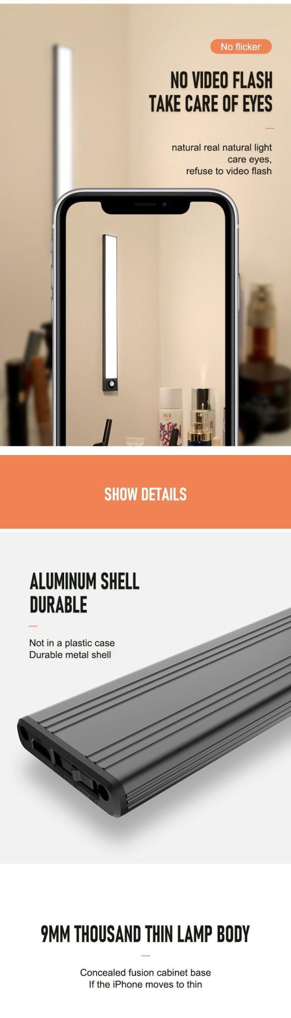 Hot Sale 3W Kitchen Wardrobe Rechargeable Motion Sensor LED Cabinet Closet Light