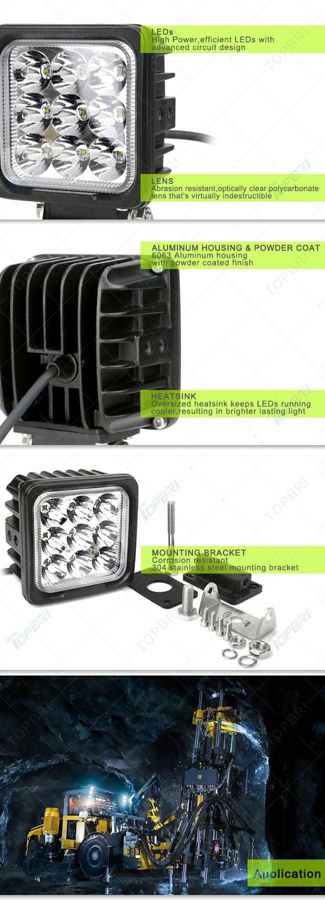 Waterproof 27W CREE 4X4 Dune Buggy LED Truck Work Lights
