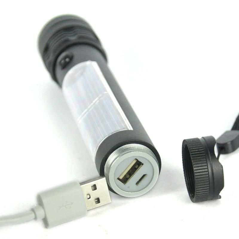 USB Rechargeable Solar Powered LED Flashlight