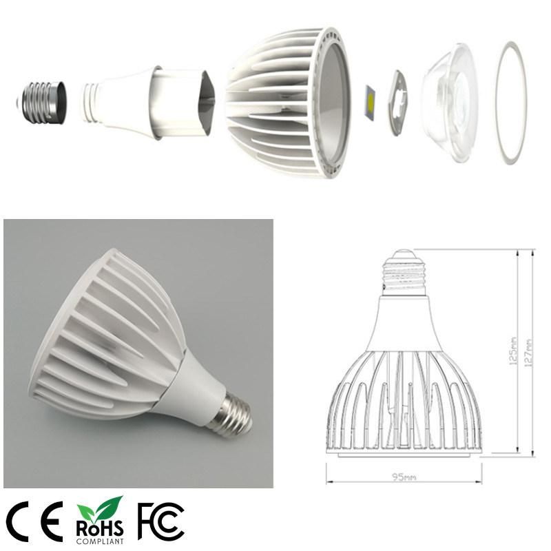 AC85-265V Warm White 3000K 3500K 5700K E26 E27 25W CRI98 Full Spectrum PAR30 LED Globe Bulb