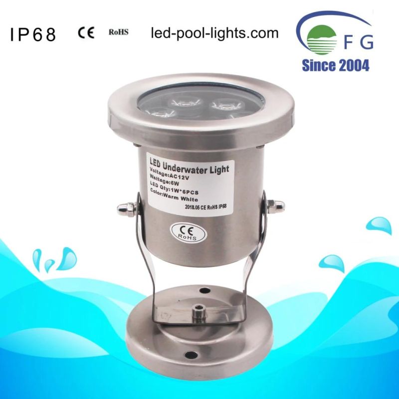 High Quality IP68 18W RGB Remote Controlled 304 Stainless Steel LED Underwater Light with Smart Controller