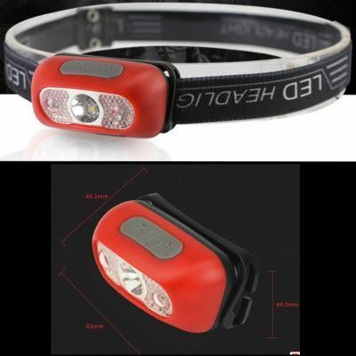 Rechargeable Camping LED Head Torch with Red Warning Light 5 Mode Waterproof Safety Headlight for Running Emergency Hunting LED Headlamp