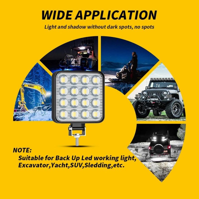 Dxz 16LED 48W Spotlight Work Light Jeeps Light off-Road Driving Fog Light with Mounting Bracket