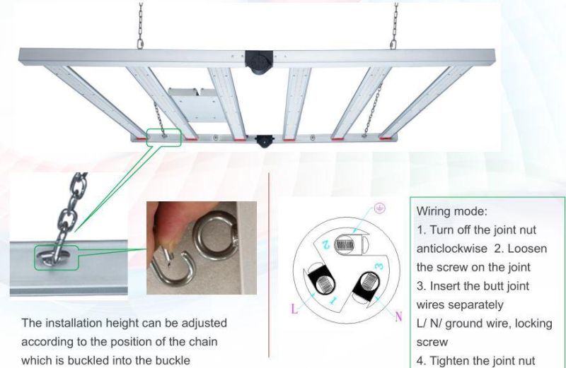 IP65 Full-Spectrum SMD2835+3030 640W Folded LED Grow Light