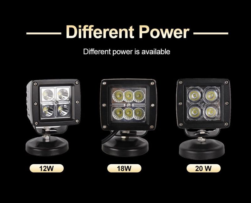 LED Work Light Waterproof Square Driving Fog Lights Spotlight for Car Motorcycle Tractors