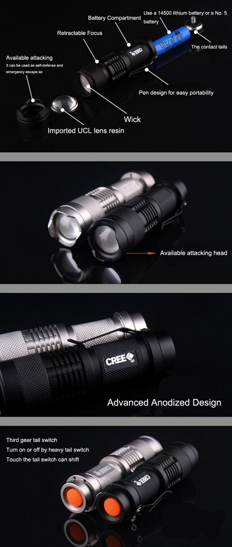 Bicycle Light 7 Watt 2000 Lumens 3 Mode CREE Q5 LED Cycling Front Light Bike Lights Lamp Torch Waterproof Zoom Headlight Flashlight