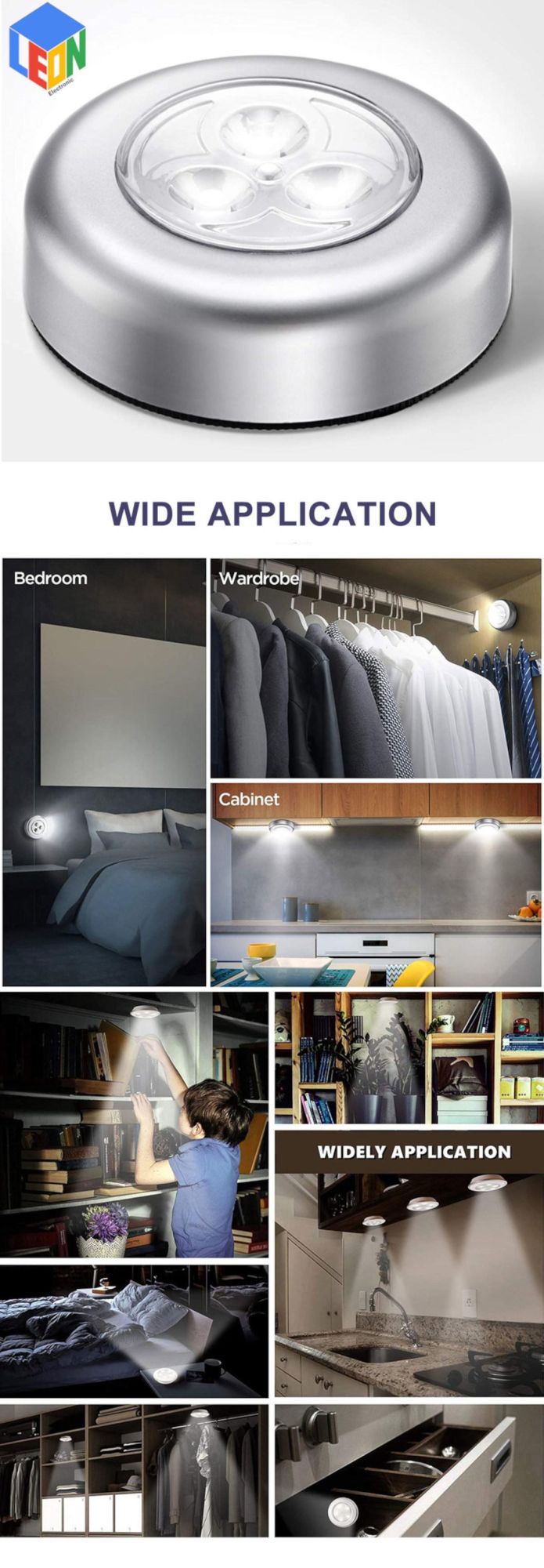 a Level Quality Factory Whole Sale Touch Switch Battery Powered Kitchen Cabinet Wardrobe Bedroom LED Night Light Lamp