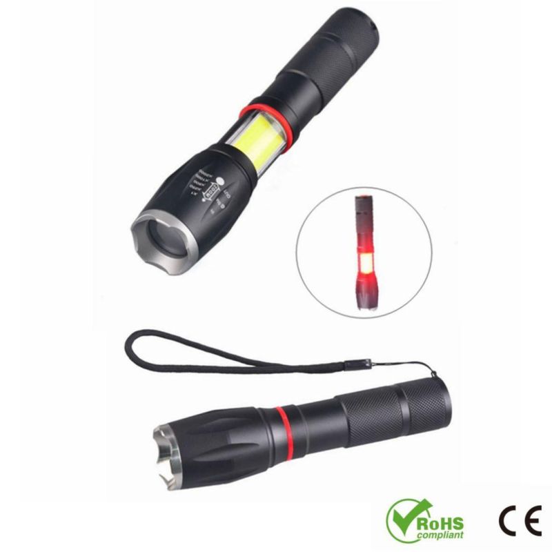 Hot Sale Camping Emergency Torch Lamp Water Resistant Zoomable Rechargeable Torch Light High Quality Portable 800 Lumen COB LED Tactical Flashlight