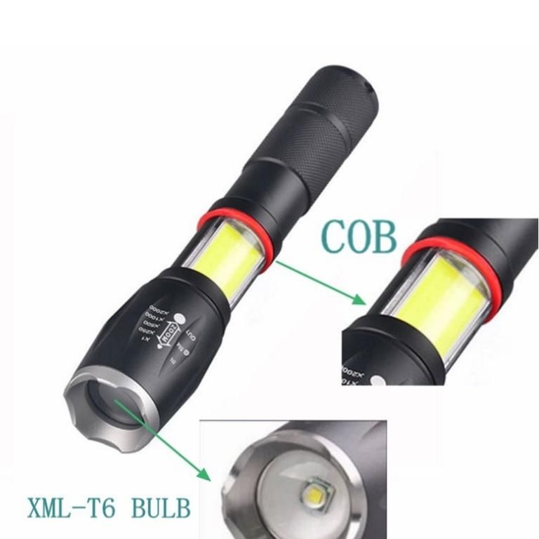 Hot Sale Camping Emergency Torch Lamp Water Resistant Zoomable Rechargeable Torch Light High Quality Portable 800 Lumen COB LED Tactical Flashlight