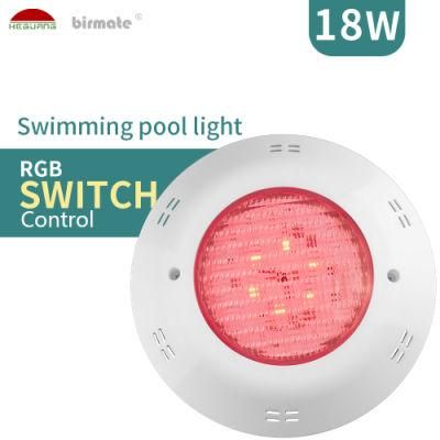 IP68 Waterproof 18W RGB LED 12V Switch Control Fiberglass Surface Mounted Pool Light