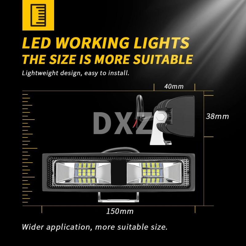 Dxz Lightbar 6inch 16LED 9-80V Auto LED Work Lamp 48W Flood Lights for Car SUV off Road for Jeep Truck Boat Driving Lights Fog Lights