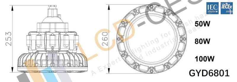 IP66 or IP67 Flame Proof Atex Zone 1 & Zone 21 LED High Bay and Flood Light 100W 120W 150W 185W 200W Luminaires for Use in Hazardous (Classified) Locations