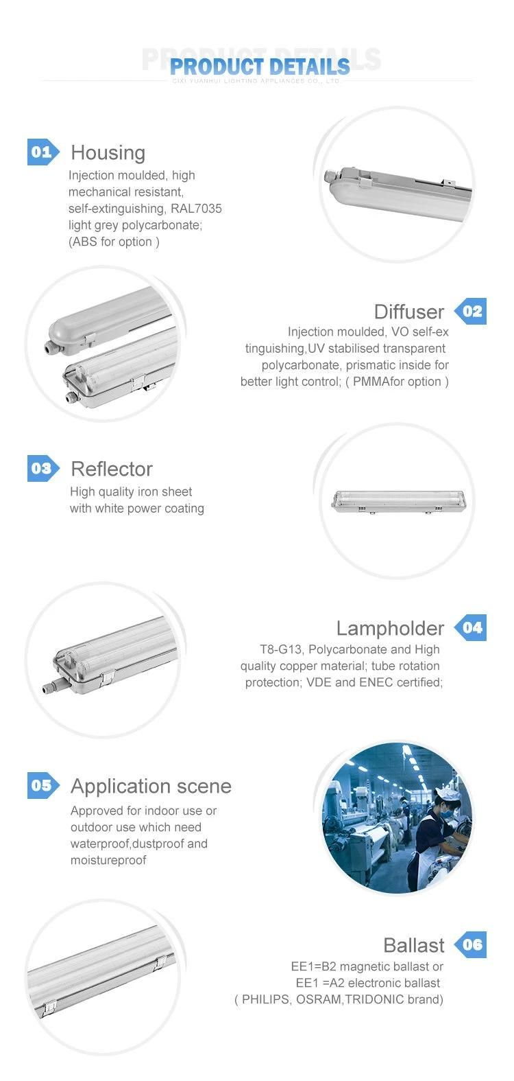 Ningbo, China Fixture T5/T8 IP65 Tri-Proof Fluorescent Lamp (YH2) with Good Price