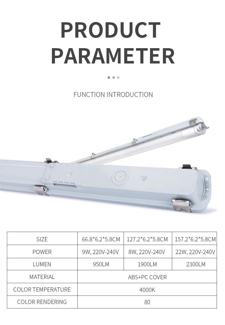 LED Tri-Proof Lamp Single-Tube Emergency Subway Tunnel Waterproof Moistureproof Dustproof Lights