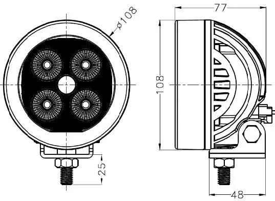 4404y New LED Work Light with Dt Plug 4.3 Inch 40W 3500lm Spot Flood Beam for Car off Road Vehicles