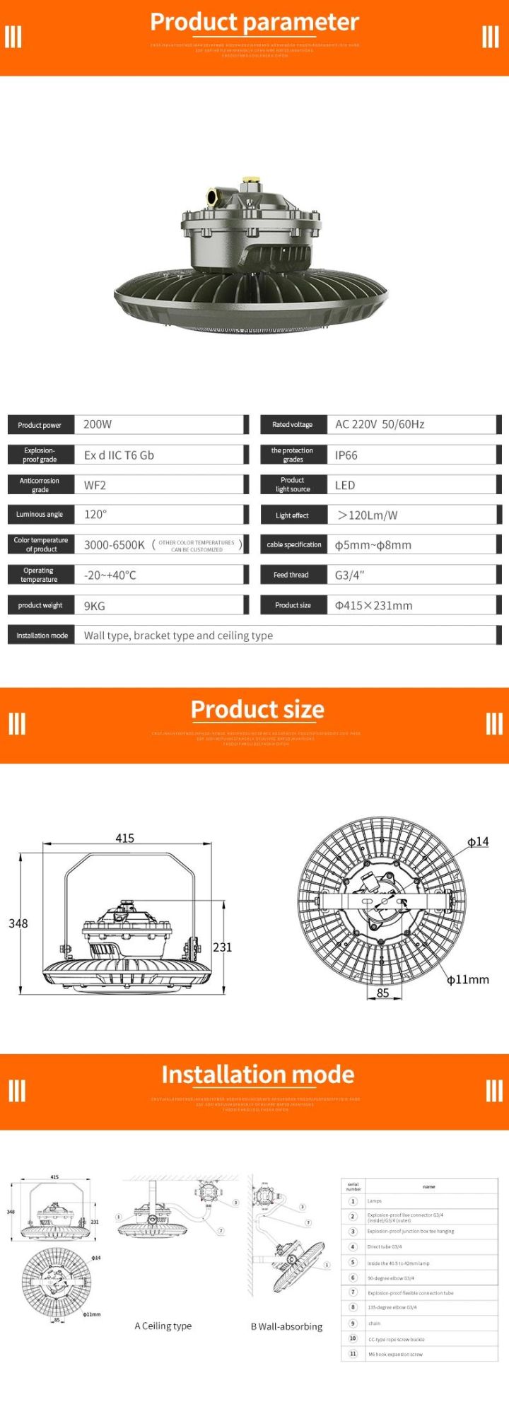 Atex LED Lighting UFO High Bay Lighting for Factory and Hazardous Location